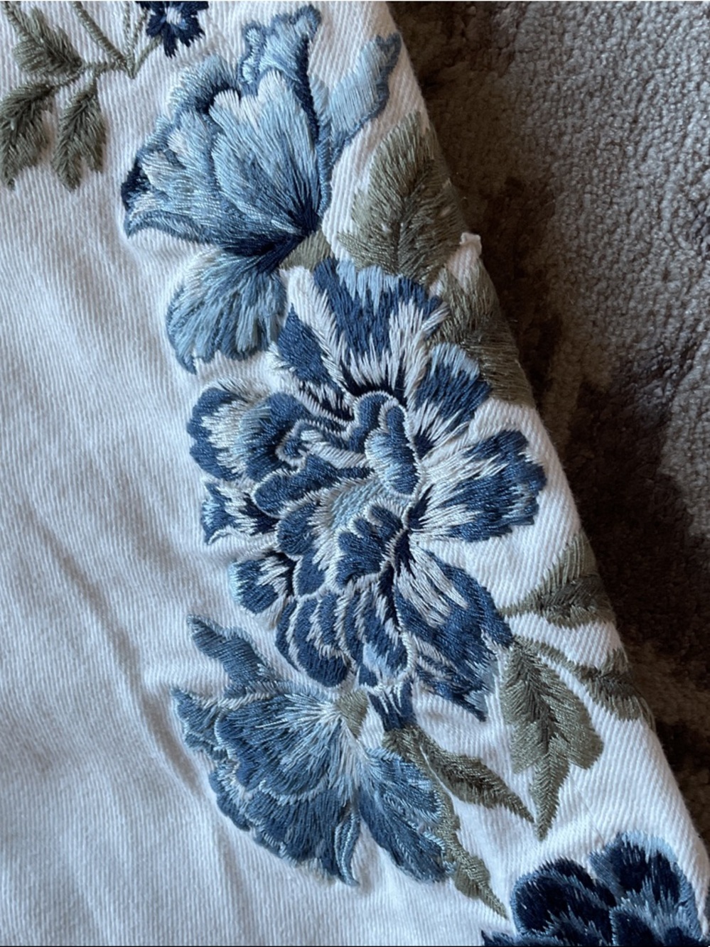 DRIFTWOOD White Jeans with Blue Floral Embroidery - Picture 3 of 10